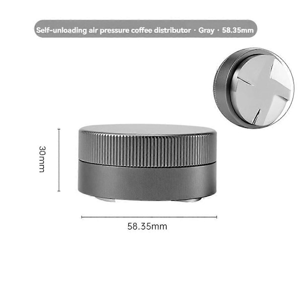 Kaffepulverpress Tamper Fyra Åror Bas Stål Pulverhammare Självutlösande Kaffepulverfördelare Grå 58,35mm