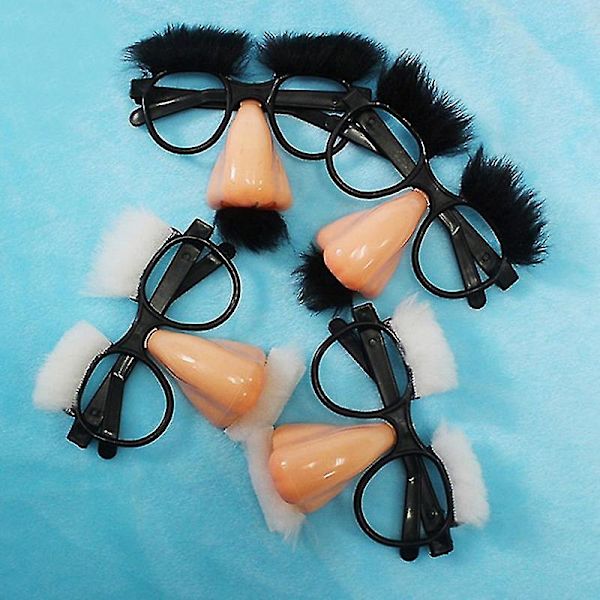 Fejkglasögon och Mustasch Rolig Vuxen Stor Näsa Högtidsmaterial White