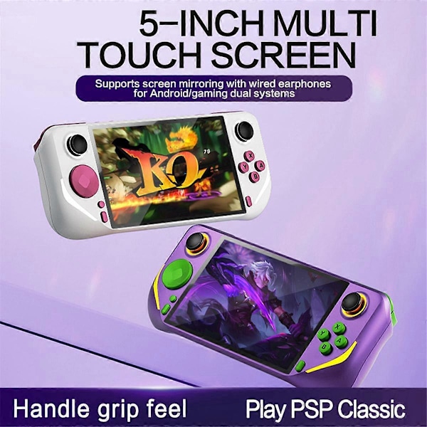 E6Plus Håndholdt Spillekonsol+2xController 128G+20000Spil 5 Tommer Bærbar Arkade Videospillekonsol Understøtter Tilslutning til TV C