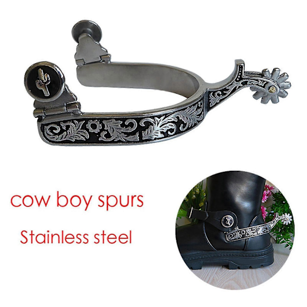 2x Hestesporer Anti-Rust Western Style Spore Til Konkurrenceudstyr Mænd Sølv Black Silver