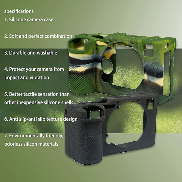 A7C2 Kumisilikonikotelo Suojus Sony A7C II A7CII A7C Mark js -kameralle Camouflage