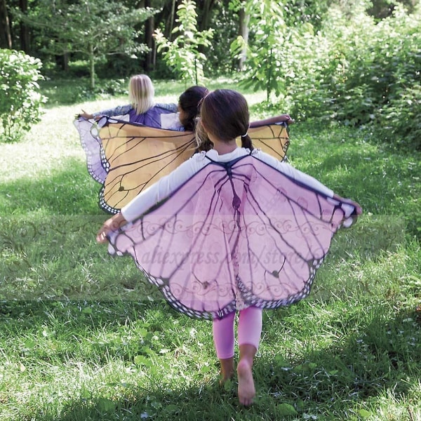 Barnfjärilsdräkt Fjärilsvingar Chiffongdräkt fairyblue