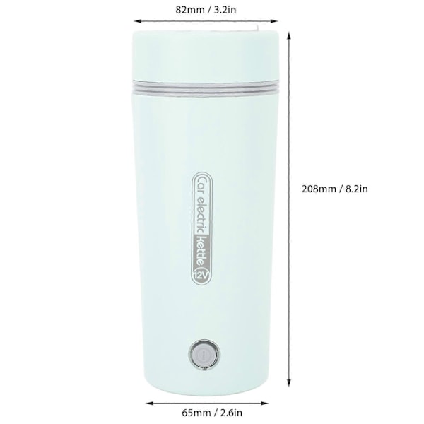 Sähköinen vedenkeitin nopea lämmitys älykäs ohjaus kuivumisen estävä suoja 350 ml kannettava eristyslämmityskuppi autoon matkustamiseen vaaleanvihreä 12V 80W