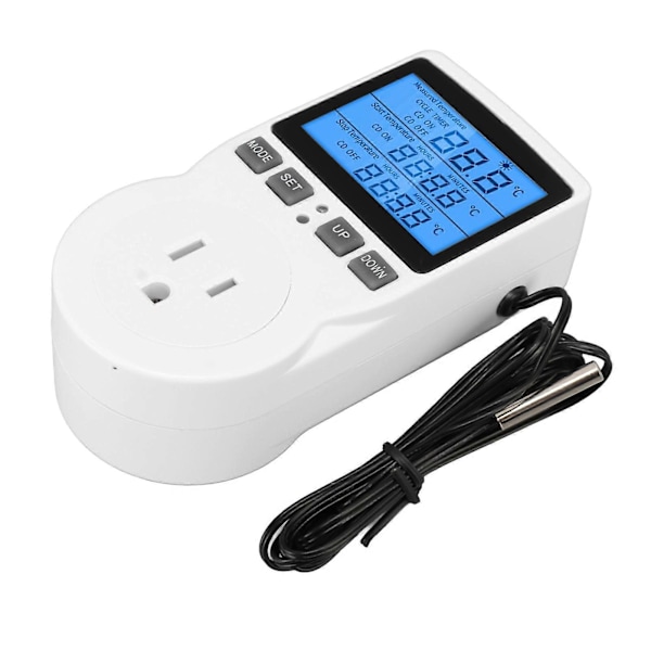 Smart Termostat Digital Temperaturregulator Stikkontakt Timer med Blåt Baggrundslys til Hjemmebrygning Fermentering Drivhus