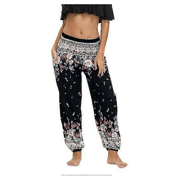 Naisten Harem-housut, korkeavyötäröiset jooga boho -housut taskuilla style 3
