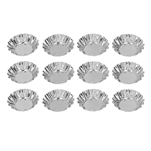 12 stk. Egg Tart Form Mini Rund Muffinsform Rustfritt Stål Verktøysett Kit for Baking