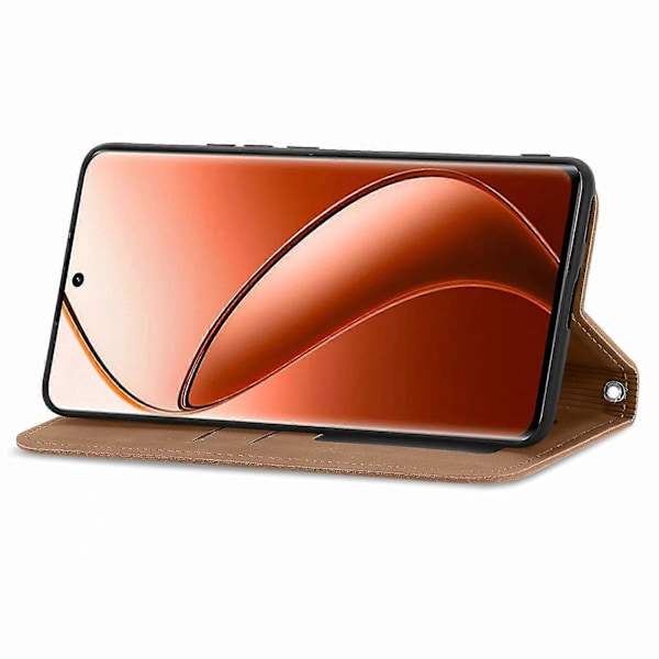 Flip-deksel i PU-lær med kortspor for Realme 12 Pro 5G/ 12 Pro+ 5G - Hudvennlig følelse Brown
