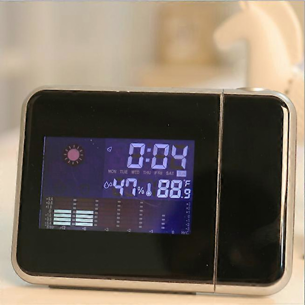 Projektionsväckarklocka, digital LCD-projektionsväckarklocka, USB-C