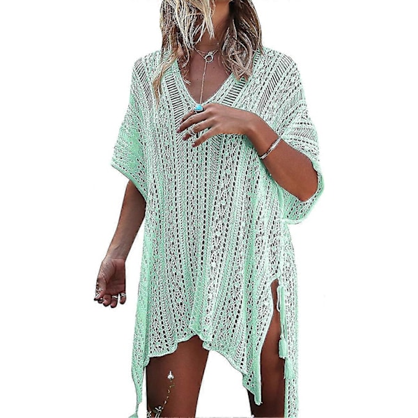 Sommerbadedrakt Bikini Strand Badetøy Heklet Cover Up for Kvinner Mint