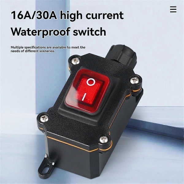 220V Båtvippströmbrytare IP68 Vattentät 30A Hög Strömstyrka med LED-Ljus Strömknapp på/av