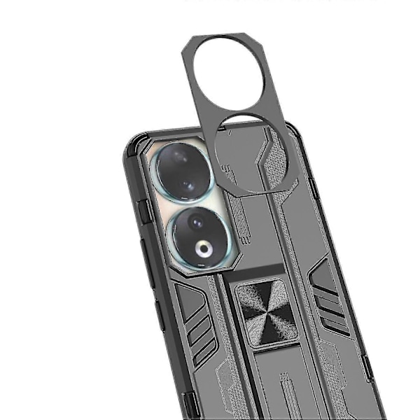 Stöttåligt mobilskal med stativ för Honor 90, hård PC + mjukt TPU skyddsfodral Black