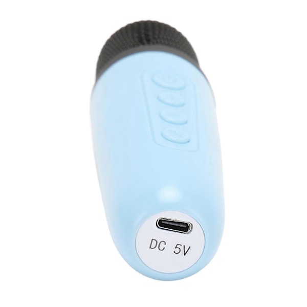 Karaokemaskin Multifunksjon RGB-belysning Bærbar Bluetooth-høyttaler med 2 trådløse mikrofoner for voksne og barn Blå