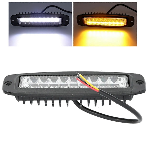18W LED Varningslampa 2800lm Gul Vitt Ljus Färg IP67 Vattentät för Jeep Lastbil Bil SUV