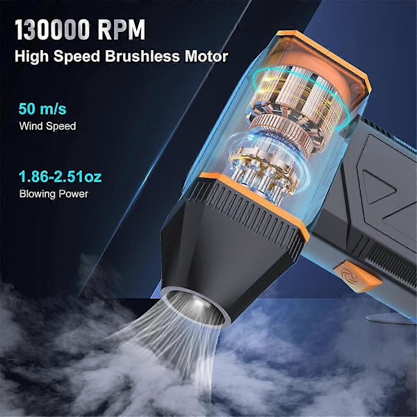 Mini Turbo Jet -tuuletin, sähköinen ilmapuhallin, kädessä pidettävä harjaton moottori, 130000 RPM, 3 nopeutta, teollisuustason tietokoneen näppäimistön puhdistus