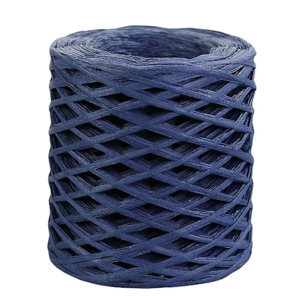 1 Rulle Papperssnöre Återvinningsbart DIY Klar Textur Handstickad Omslag Raffia Halm för Festival Navy Blue