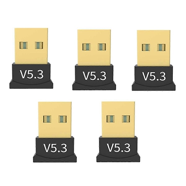 5 stk. USB Bluetooth-adapter 5.3 Bluetooth-mottaker Høyttaler Mus Tast Bluetooth Datamaskin Trådløs Driverfri Audioadapter