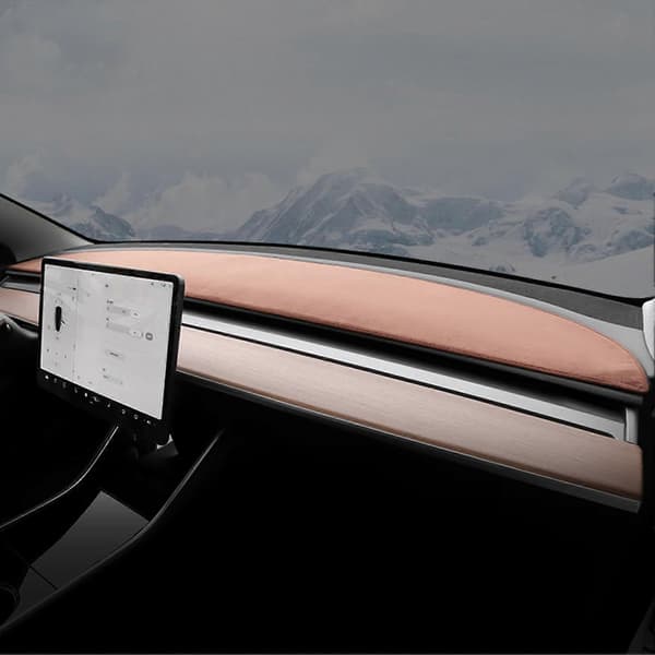 Instrumentbræt Dæk Isolering Anti-Slip Flannel Instrumentbræt Dæk Måtte Pad Erstatning Til Tesla Model 3 2017 til 2023 Brun