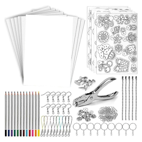 183 st Shrink Plastic Sheets Kit, Papper Färgade Spänne Kedjor för ShrinkyDink Hantverk Smyckestillverkning DIY