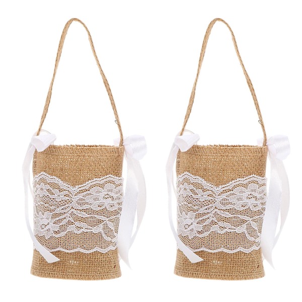 2-pack Blomstergodisförvaringslåda Bröllop Linnelinnekorg Vackra Godisförvaringspåsar