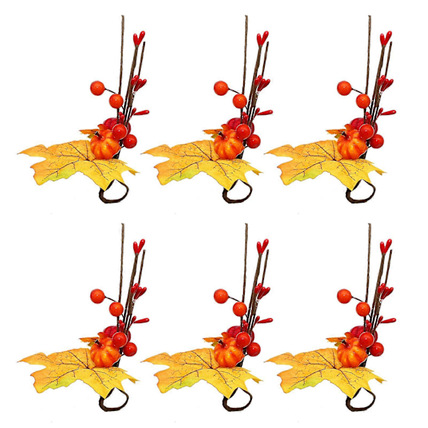 6 st Thanksgiving Servettringar Realistiskt Utseende Klar Ådringsdesign Pumpa Lönnlöv Servettspännen Matbordsdekorationer