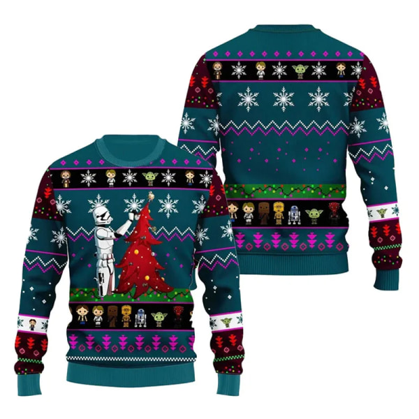 Santa Darth Vader Jul Ugly Sweater Star Wars The Mandalorian Men Pullover Kläder Höst Vinter Dam Sweatshirt style 1 XL
