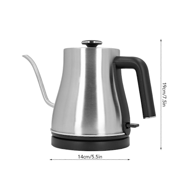 Pour Over Kaffekjele Profesjonell Rustfritt Stål Forhindrer Tørrkoking Smal Drypptut Svanehals Elektrisk Kjele 0.8L