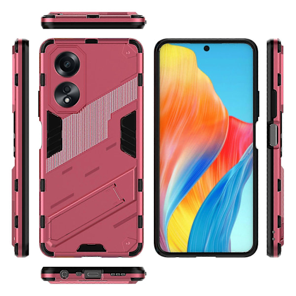Skal för Oppo A58 4g PC+TPU Stötsäkert Stativ Mobilskal Rose