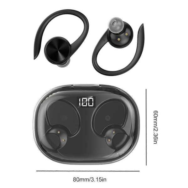 Bluetooth-kompatibla 5.3 Hörlurar med Laddningsfodral och Mikrofon LED Digital Batteridisplay Stereoljud Touchkontroll Utomhussport Hörsnäckor