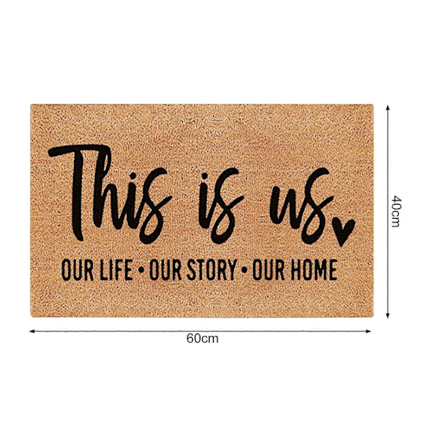 60x40CM Ovimatto \"This Is Us\" -kirjaimilla, liukuestepohja, imukykyinen, kulutusta kestävä, suorakulmainen, kotiin, kylpyhuoneeseen, sisäänkäynnille, tervetuloa, etuoven lattiamatto