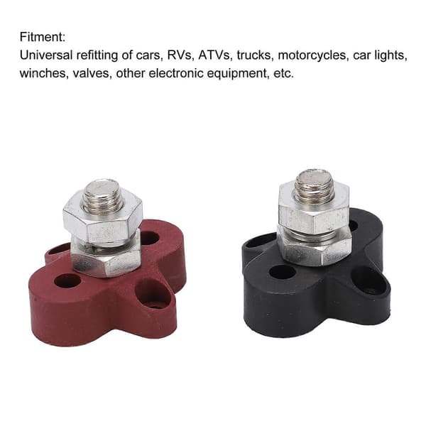 2st M10 Batteri Ström Kopplingsplint Isolerad Metall Terminal Stud DC48V Max för Bilar Husbilar ATV