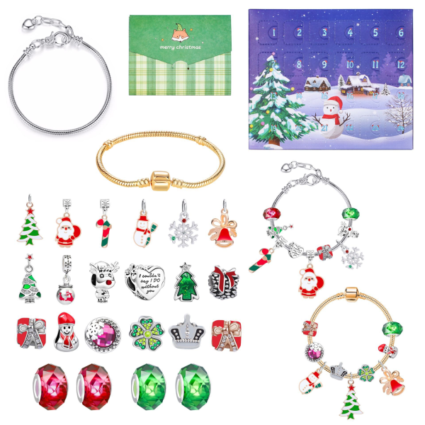 Nytt 24-kalender Christmas Bell Surprise Blind Box Set Kreativ handgjord DIY-barnarmband presentask style 2