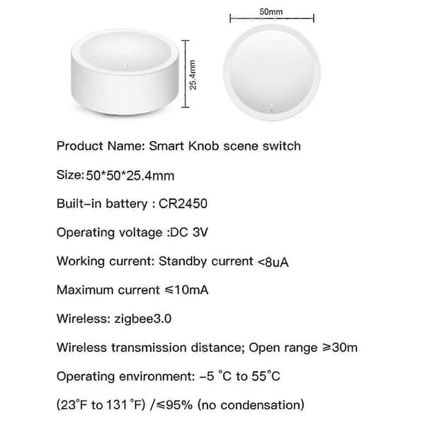 Tuya ZigBee Vred Brytare Trådlös Scenknapp Roterbar Dimmer Smart Hemautomation Länkage Fjärrkontroll