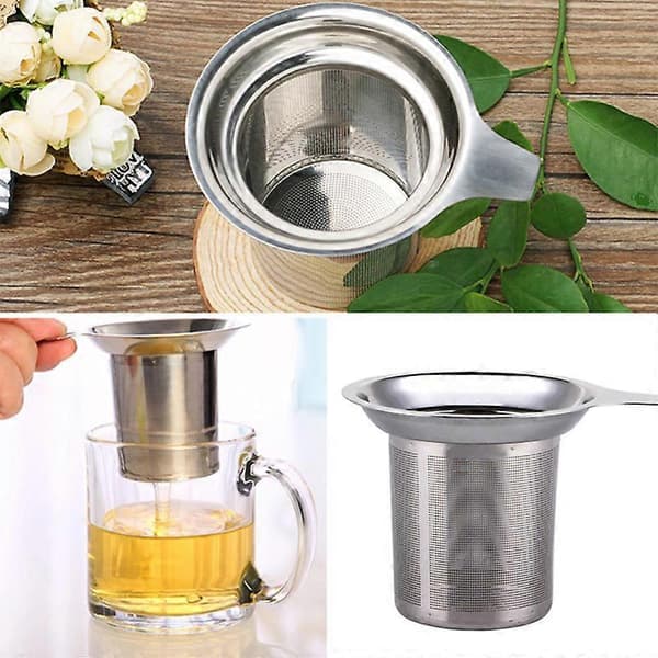 Tesil i rustfritt stål, gjenbrukbar tefilter for tekanner, pulver-te og krydder.