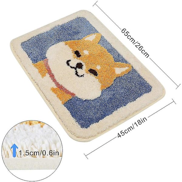 Tflycq Badrumsmatta Söt Duschmatta, Lyxig Shaggy Hög Absorberande Och Halksäker, Maskintvättbar Passar Badkar, Dusch Och Badrum, Kärlek Cute Dog 20 * 32