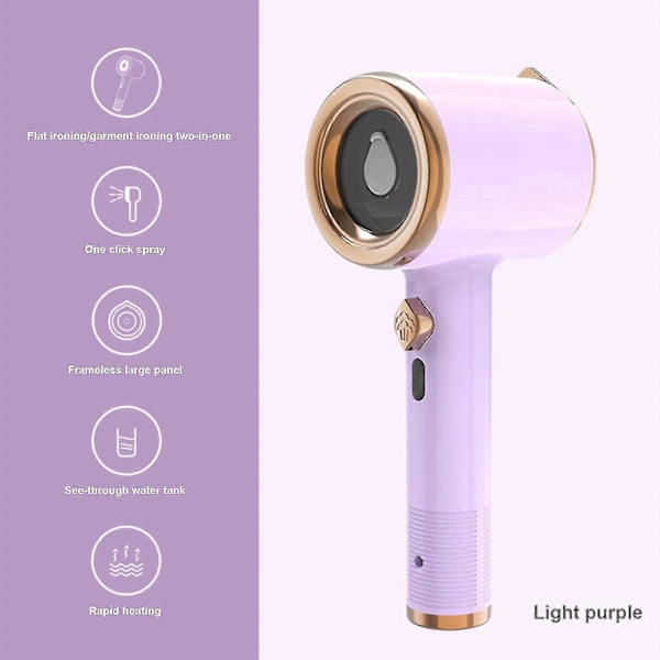 Bærbar Mini Strygemaskine, Mini Rejsedampstrygejern, Håndholdt Tøjdamper, Hurtig Opvarmning Damp Tør Strygning, Til Hjem Og Rejse Light purple
