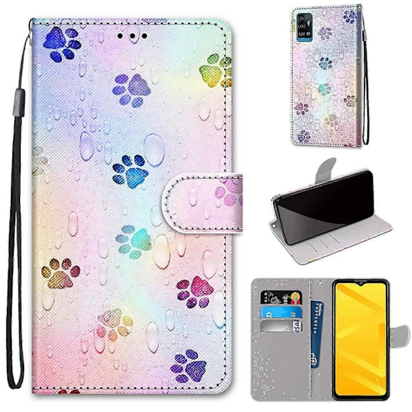 Fodral för ZTE Blade A71 Skydd Magnetiska Kortfack Kreativ Kattfot Mönster Plånboksfodral Coque