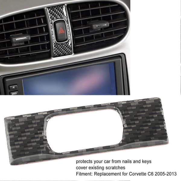 Karbonfiber Nødlys Bryterknapp Deksel Trim Bilinteriør Tilbehør Erstatning for Corvette C6 2005?2013