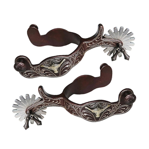 2x Hestesporer Anti-Rust Western Style Spore Til Konkurrenceudstyr Mænd Sølv Brown