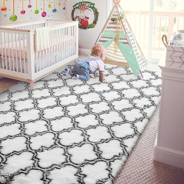 Tflycq Geometriska Mattor för Sovrum - 152 x 244 cm Luddig Ryamatta Modern Inomhus för Vardagsrum Flickor Pojkar Barnrum Studentrum Barnkammare Hem Semesterinredning Golv 2.6 ft * 4 ft