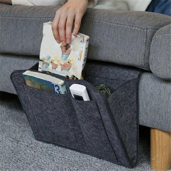 Filtseng Opbevaringsorganisator Anti-Slip Sengeskuffe Seng Sofa Side Lomme Hængende Sofa Opbevaring Sort