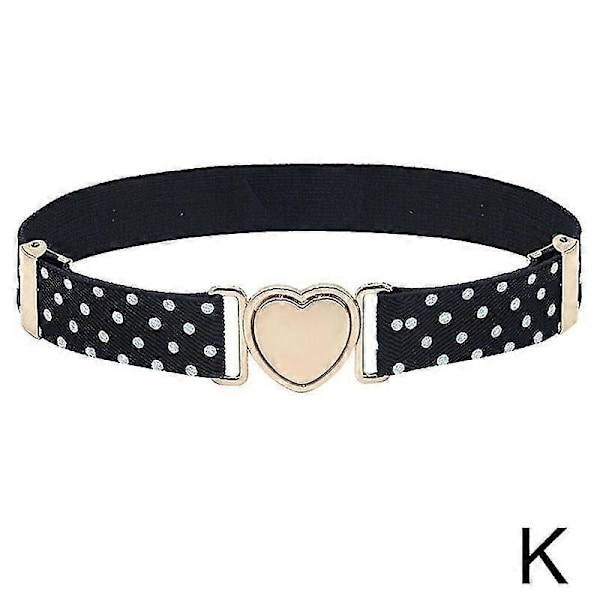Elastiska Bälten för Flickor, Justerbart Midjebälte för Tonåringar, Hjärtformad, NYTT. Bälte Black and white dots