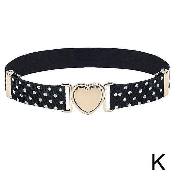 Elastiske belter for jenter, justerbart midje-belte for tenåringer, hjerte-design, NYTT. Belte Black and white dots