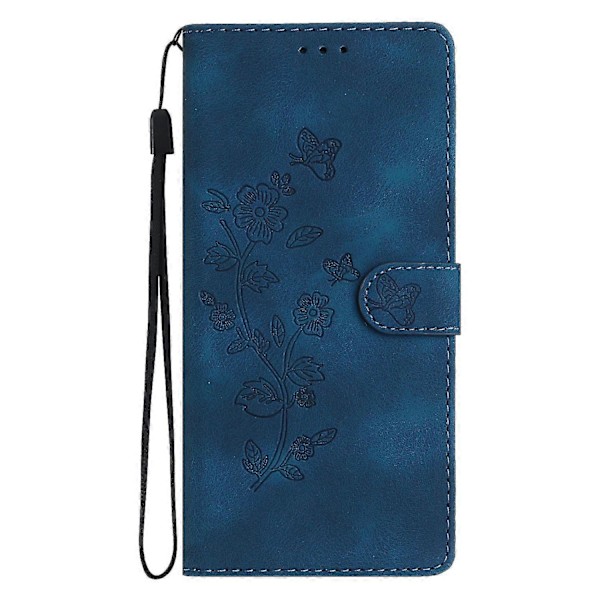 Blommig Läderfodral För Motorola Moto G9 / G9 Play / E7 Plus Blue