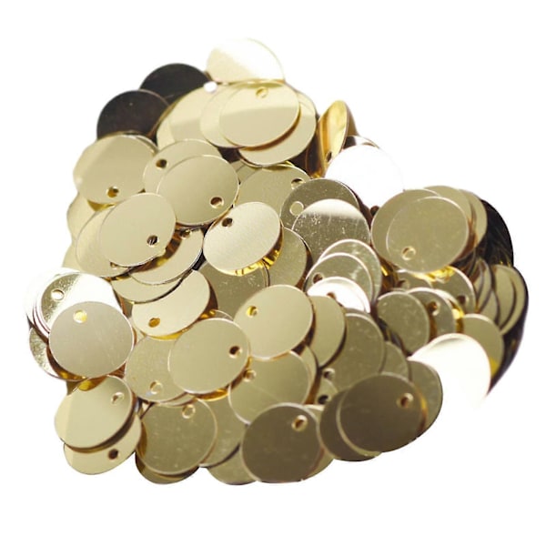 300 KPL PVC Askartelu Paljetit Litteät Pyöreät Paljetit DIY Koristeluun Vaatteiden Kirjontaan Light Gold