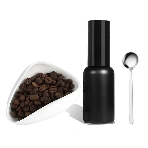 Kaffebönsdoseringskopp och Sprayflaska Set Keramisk Kaffebönsbehållare för Espresso med 30ml Spruta Vit