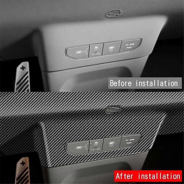 Bil USB Lade Panel Trim Klistremerke for EV9 2023 2024 Sentral Kontroll Luftuttak Nedre Panel Karbonfiber