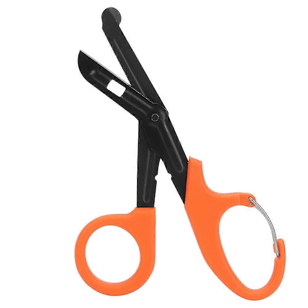 Förbandsax i rostfritt stål med fina tänder, första hjälpen-verktyg för nödsituationer (Orange)