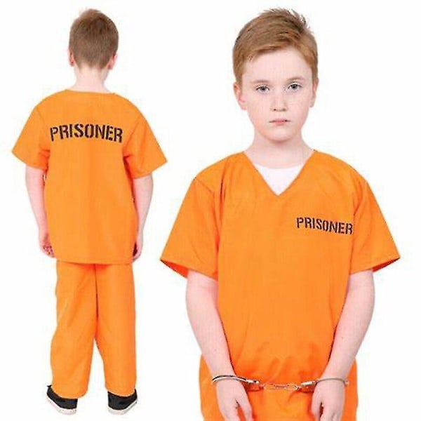 Vuxen #Kids Prisoner Costume Orange Jumpsuit Cosplay Kostym Adult S 158 168cm