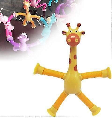 4 st Teleskopisk Sugpropp Giraff Leksak, Giraff Leksak Sensoriska Leksaker 1Pcs Yellow with light
