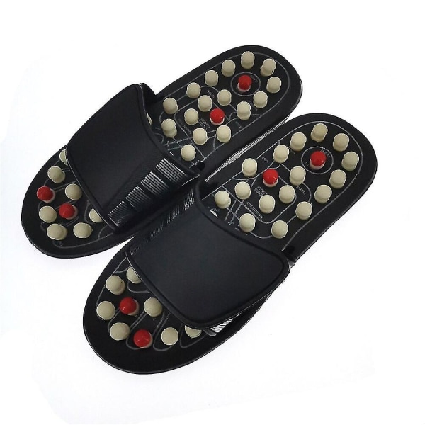 Fotmassage Tofflor Fotreflexologi Akupunktur Terapi Massageapparat Gå Sten Skor Akupunktur Gatsten Massageador Sandal Black 40-41